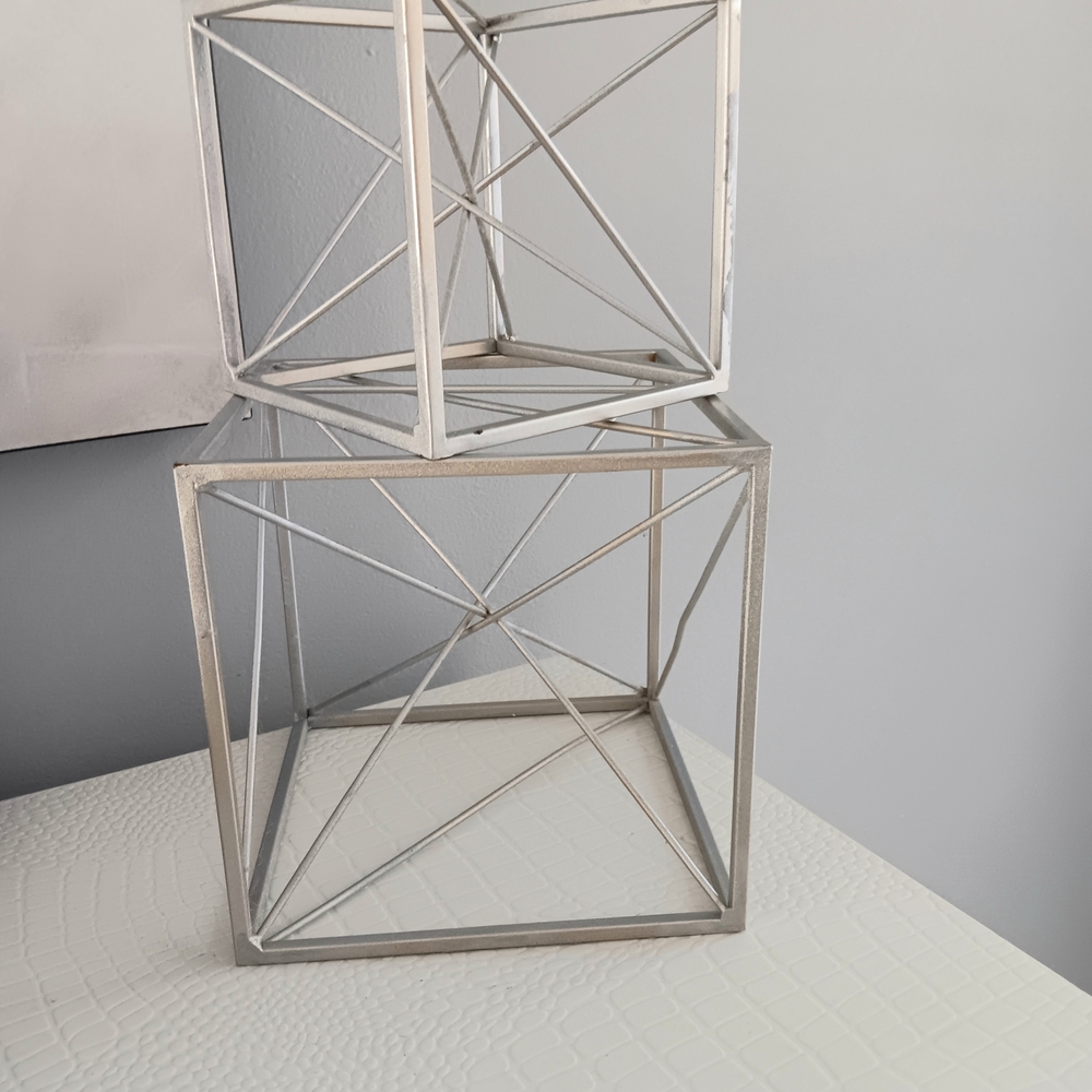 Silver Geometric Metal Decor
